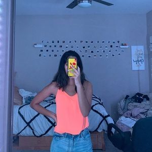 Neon orange athletic tank top